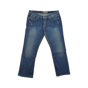 BKE Tenley Bootcut Jeans Women’s Blue Distressed Mid Rise Stretch Denim 33x31